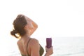 Woman working out at the beach