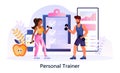 Young woman working out at a gym with a personal trainer Royalty Free Stock Photo