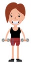 Young woman working out with a set of weights illustration vector Royalty Free Stock Photo