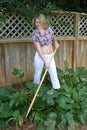 Young woman working in a vegtable garden