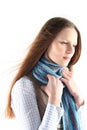 Young woman wrap up into scarf