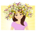 Young woman in wreath of wild flower Royalty Free Stock Photo