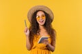 Young woman writing notes in planner. Student girl thinking about future plans Royalty Free Stock Photo