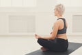 Young woman in yoga class, relax meditation pose Royalty Free Stock Photo