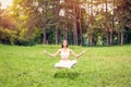 Woman in yoga meditation levitation Royalty Free Stock Photo