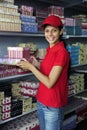 Young womanl working in a store