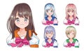 Young women anime style characters Royalty Free Stock Photo