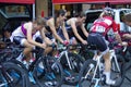 Young women on bicycles