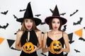 Young women in black costumes Royalty Free Stock Photo