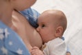 Young woman breast feeding her little baby Royalty Free Stock Photo