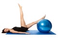 Young women doing pilates on fitness ball Royalty Free Stock Photo