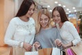Young women enjoying shopping together at the mall Royalty Free Stock Photo