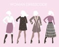 Young women in fashion clothing.Woman dresscode vector