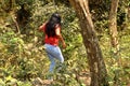 A young women in forest.