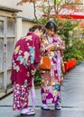 Young Women with Geisha Costume, Kyoto, Japan Royalty Free Stock Photo