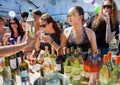 Young women in glasses buying wine Royalty Free Stock Photo