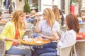 Young Women have Coffee Break Together Royalty Free Stock Photo