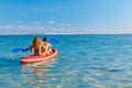 Young women have fun on boat walk