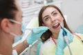 Professional dental hygienist working