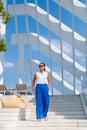 young women having a drink on a rooftop bar Royalty Free Stock Photo