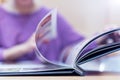 Young women looking menu at restaurant, selective focus on menu Royalty Free Stock Photo