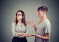 Disputing young couple having quarrel