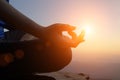 Young women meditate while doing yoga meditation Royalty Free Stock Photo