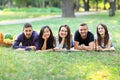 Young women and men of different ethnicity having fun together Royalty Free Stock Photo