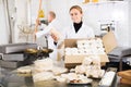 Workers kipping turron in food manufacture Royalty Free Stock Photo