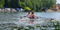 Young women in Pairs Sculling on the river Ouse at St Neots.