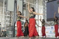 Young women perform a Bollywood Dance