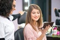 Young woman at salon for a make up