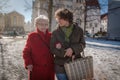 Young woman going for shopping with senior woman Royalty Free Stock Photo