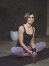 Young Women in Sexy Top Practicing Yoga, Baddha Konasana Butterfly Pose, Body Care, Mental Health, Stress Prevention