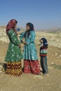 Young women talk circa Isfahan, Iran.