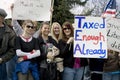 Young women at a tea party rally.