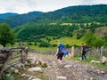 Young women trekking in Svaneti