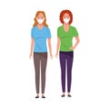 Young women using medical masks characters Royalty Free Stock Photo