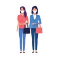 Young women using medical masks characters Royalty Free Stock Photo