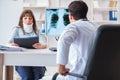 The young woman visiting radiologist for x-ray exam Royalty Free Stock Photo