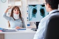 The young woman visiting radiologist for x-ray exam Royalty Free Stock Photo