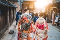 Young Japanese women Kimono with colorful Kyoto, Japan