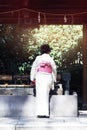 Young women wearing traditional Japanese Kimono at Kyoto, Japan Royalty Free Stock Photo