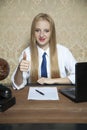 Young worker happy with the new agreement Royalty Free Stock Photo