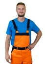 Young worker with orange protective gear