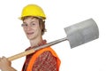 Young worker with spade Royalty Free Stock Photo