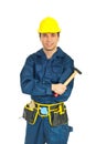 Young workman holding hammer
