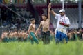 A young wrestler is awarded victory at the Kirkpinar Turkish Oil Wrestling Festival in Edirne in Turkey.