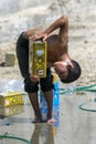 A young wrestler at the Elmali Turkish Oil Wrestling Festival in Elmali in Turkey.