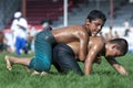 Young wrestlers battle for victory at the Elmali Turkish Oil Wrestling Festival in Turkey.